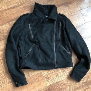 Forever 21 Black Angled Zip Jacket with wool